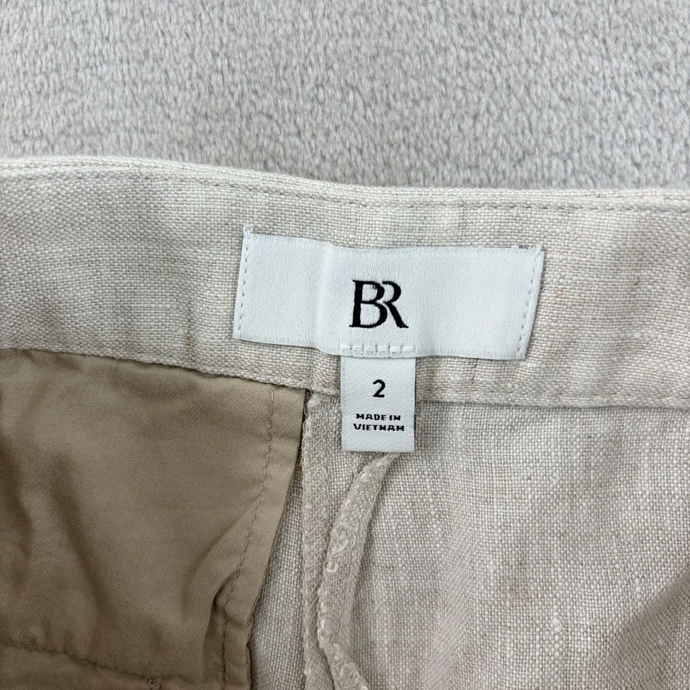 Banana Republic High Rise Slim Ankle 100% Linen Trousers 2 Minimalist NWOT $110
